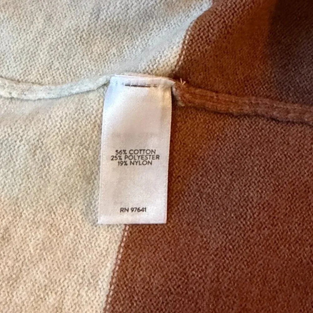J. Jill Colorblock Cardigan Minimalist Women M Tan Cream Brown Earth Tones NEW